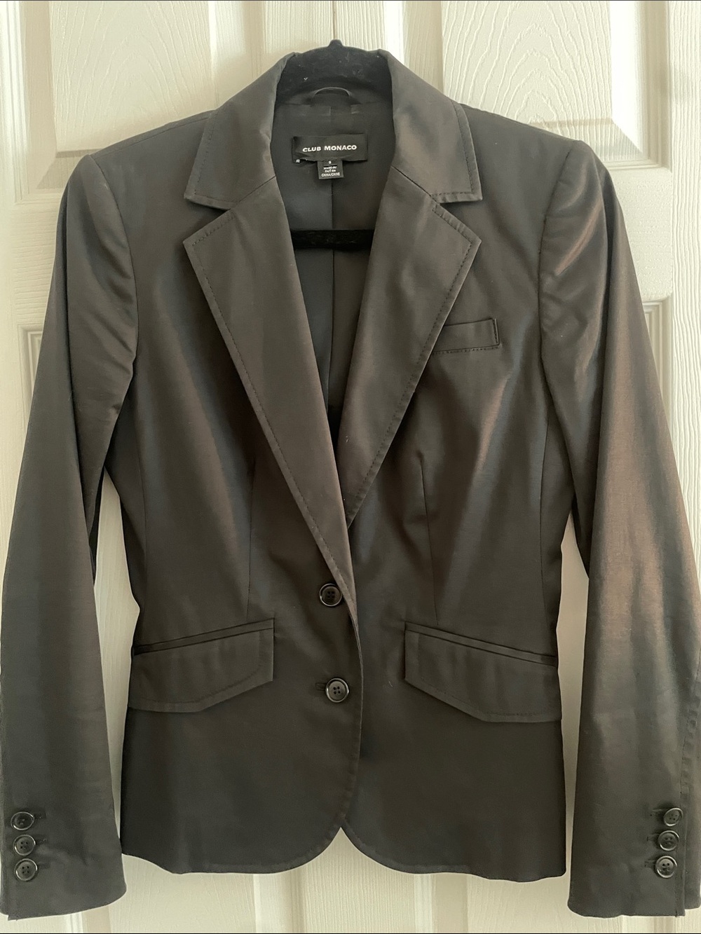 Club Monaco Black Women's Tailored Blazer Cotton/ Spandex Blend Sz 2